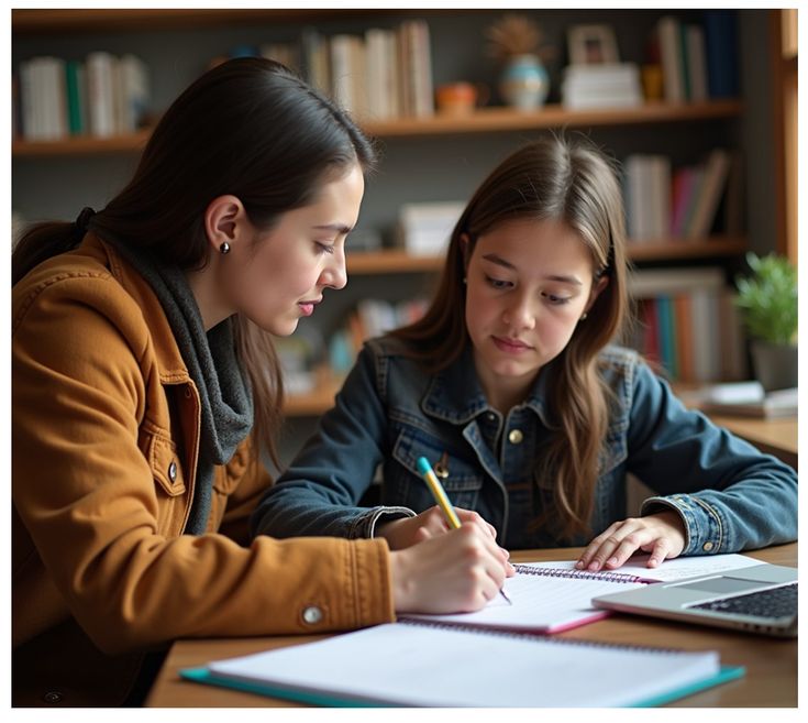 A tutor working through notes with a student